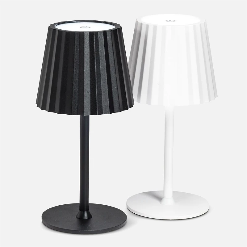 Fluted Shade LED Table Lamp - White