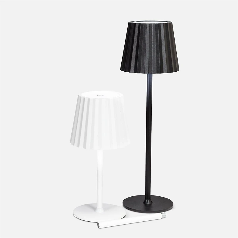 Fluted Shade LED Table Lamp - White