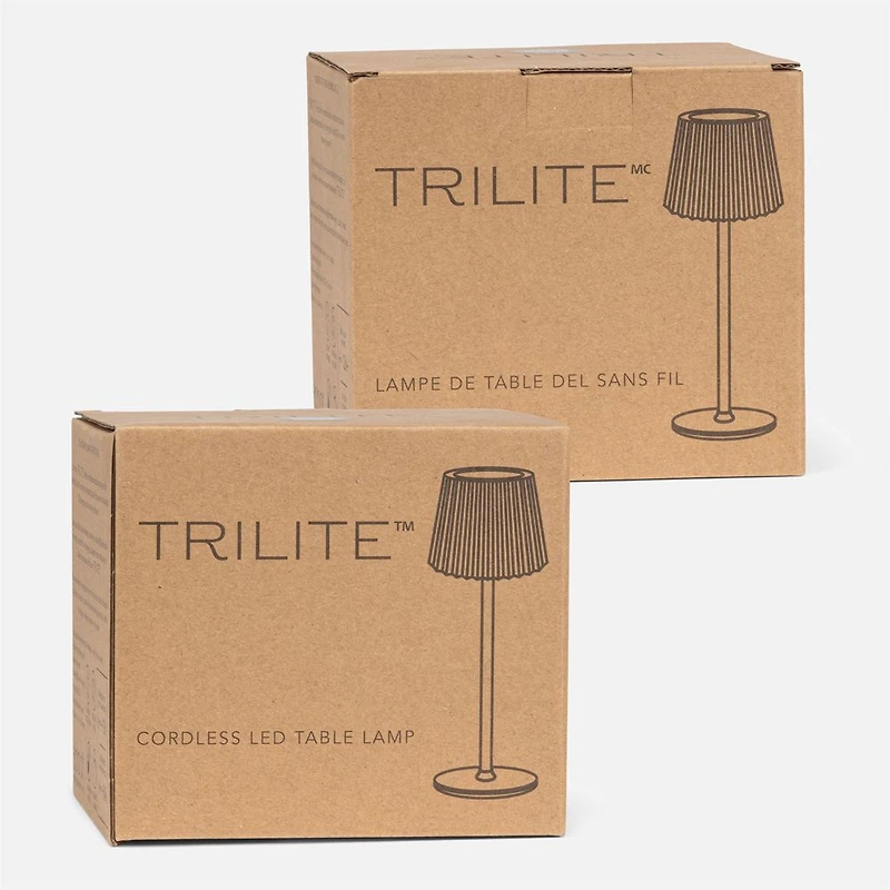 Lampe de table LED abat-jour cannelé - Blanc