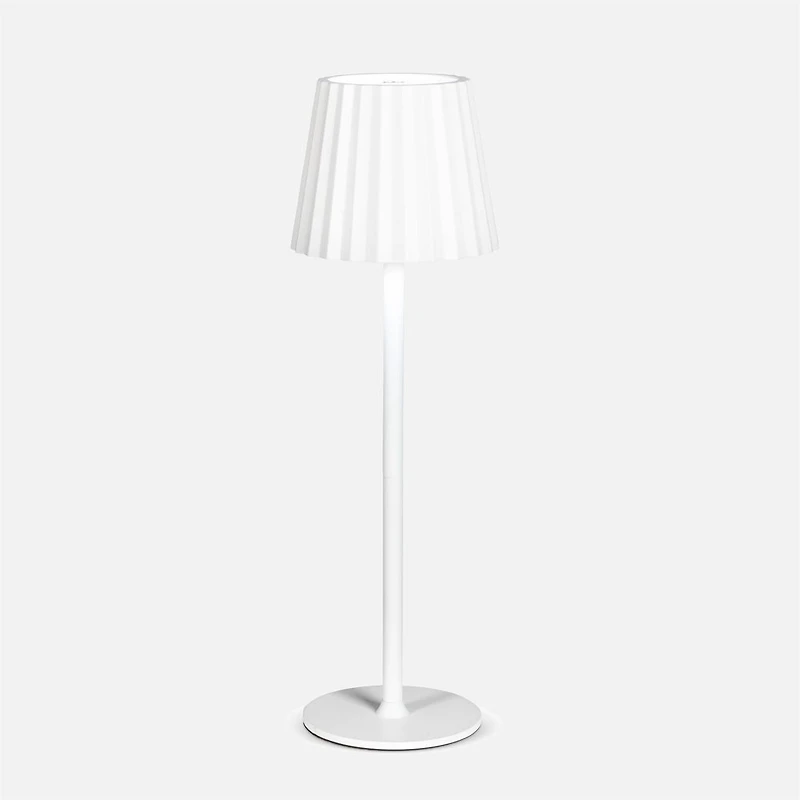 Fluted Shade LED Table Lamp - White