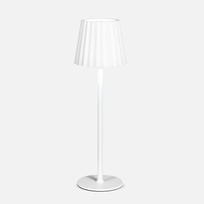 Fluted Shade LED Table Lamp - White