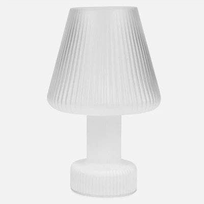 Lampe de table en verre strié - Blanc