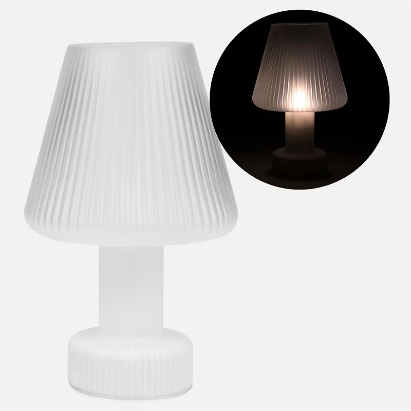 Lampe de table en verre strié - Blanc