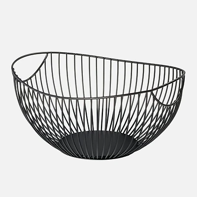 Torre & Tagus Metal Handle Ribbed Oval Bowl