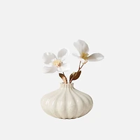 Torre & Tagus Allium Gourd Vase -  3", White Glaze