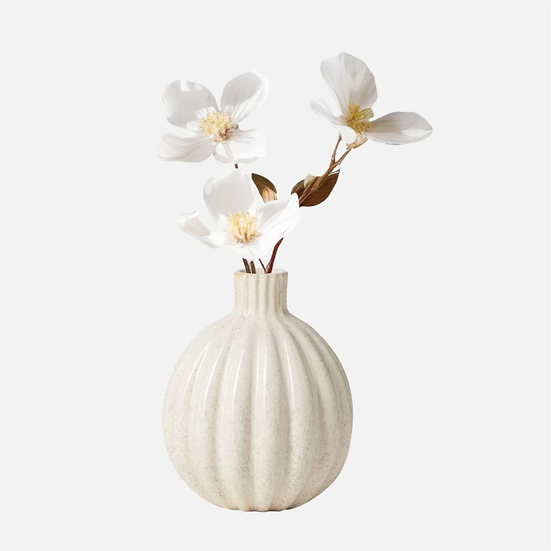 Torre & Tagus Allium Gourd Vase - 5", White Glaze
