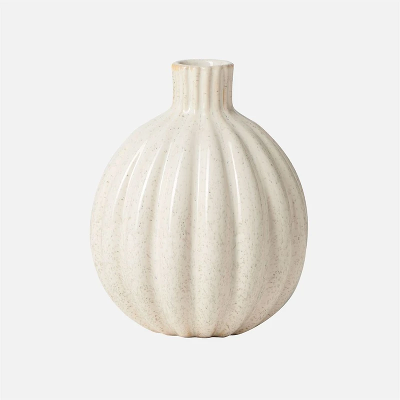 Torre & Tagus Allium Gourd Vase - 5", White Glaze