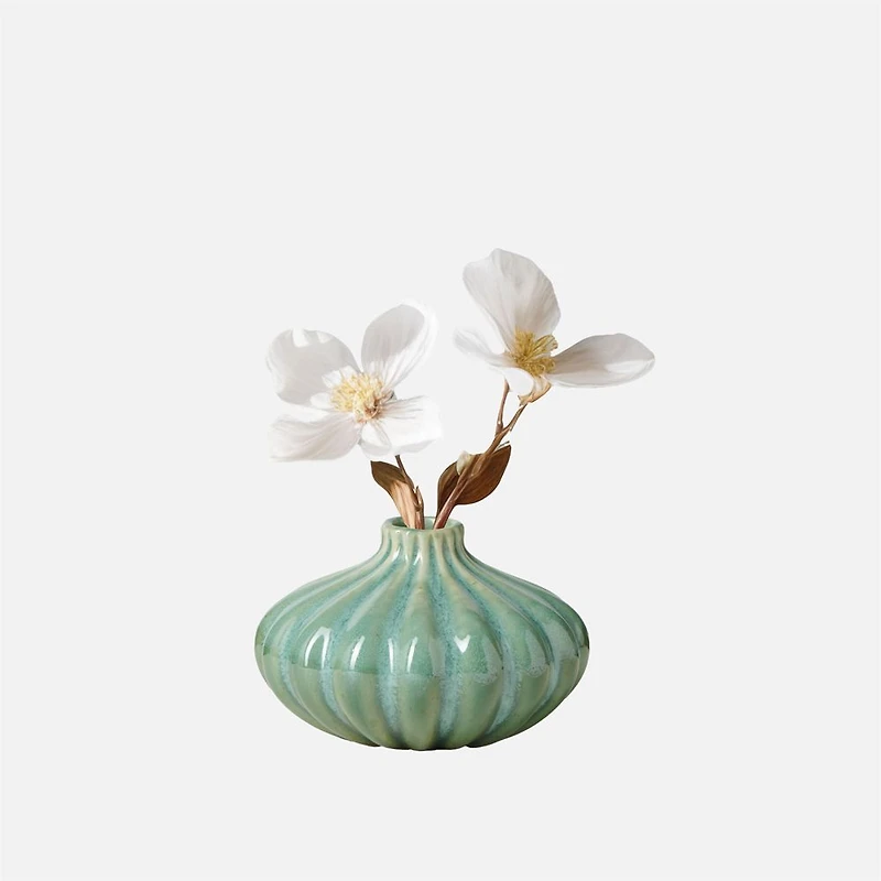 Torre & Tagus Allium Gourd Vase, Green Glaze - 3 in