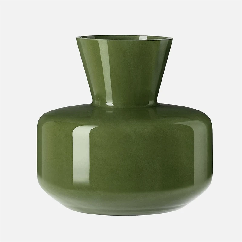 Haro Glass Flask Vase - 8", Opaque Green