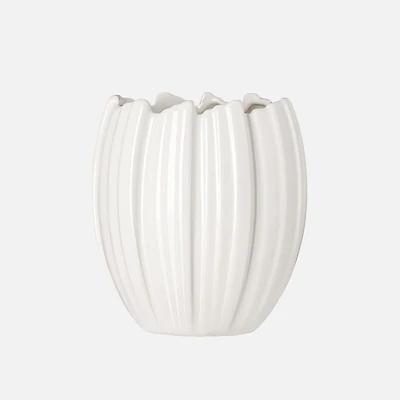 Torre & Tagus Crocus Vase en céramique - Blanc brilliant