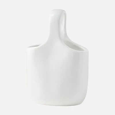 Torre & Tagus Loop Handle Vase, 8 po - Blanc mat