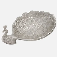 Aluminum Decor Dish, Peacock - Silver