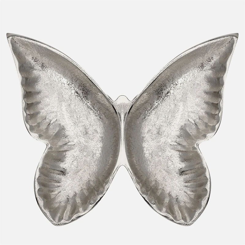 Plat décoratif papillon en aluminium -Argent