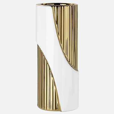 Torre &Tagus Electra Twist Two Tone Vase - White/Gold