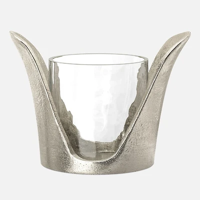 Torre & Tagus Wing Candle Holder with Glass - Silver