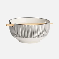 Kiri Noodle Bowl 7" Weave with Chopsticks by Torre & Tagus - Black