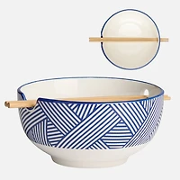 Kiri Noodle Bowl 7“ with Chopsticks by Torre & Tagus - Blue