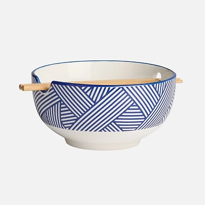 Kiri Noodle Bowl 7“ with Chopsticks by Torre & Tagus - Blue
