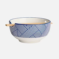 Kiri Noodle Bowl 7“ with Chopsticks by Torre & Tagus - Blue