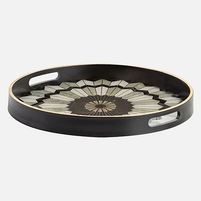 Torre & Tagus Savoy Large Gold Trim Round Tray