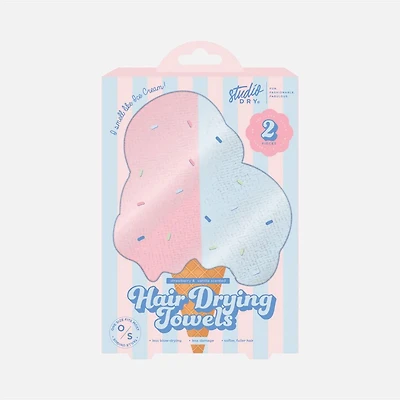 Hair Drying Towels, Pack of 2 - Pink & Blue
