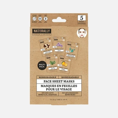 Facial Sheet Masks, Pack of 5