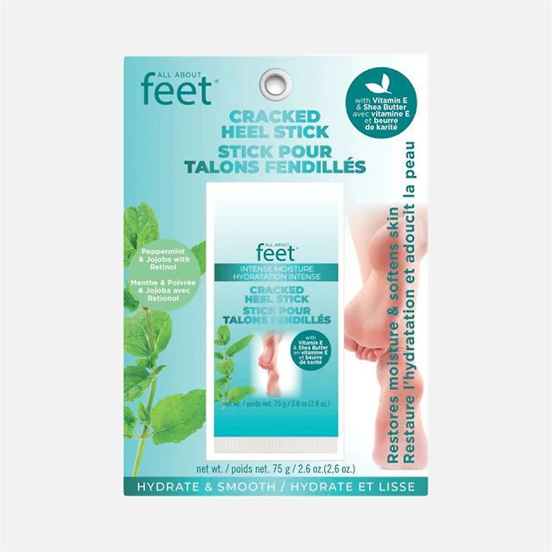 Bâton pour talons fendillés - Huile de menthe poivrée et de jojoba au rétinol