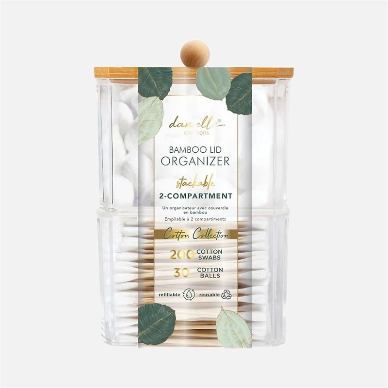 Organisateur en bambou empilable 2 compartiments