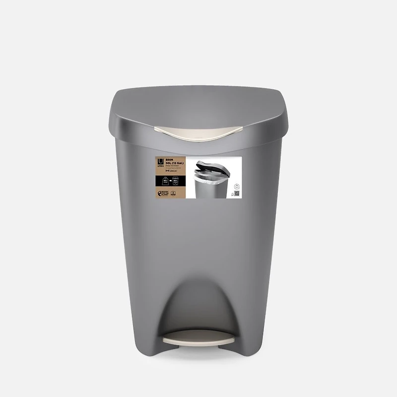Umbra Brim Poubelle à pédale avec couvercle, 50 L - Nickel