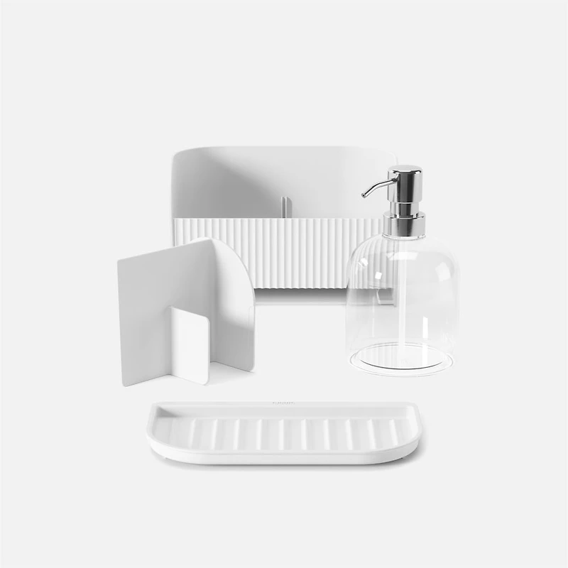 Umbra Sling Sink Caddy With Soap Pump - White