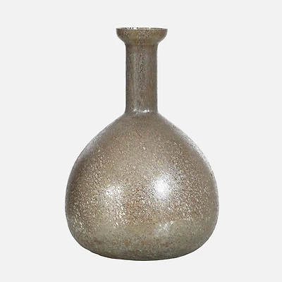 Bud Shaped Vase, Round Base - Brown Silver