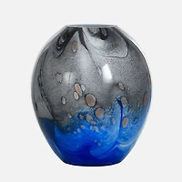 Bowl Shaped Vase, 8.3" - Black Blue Combo