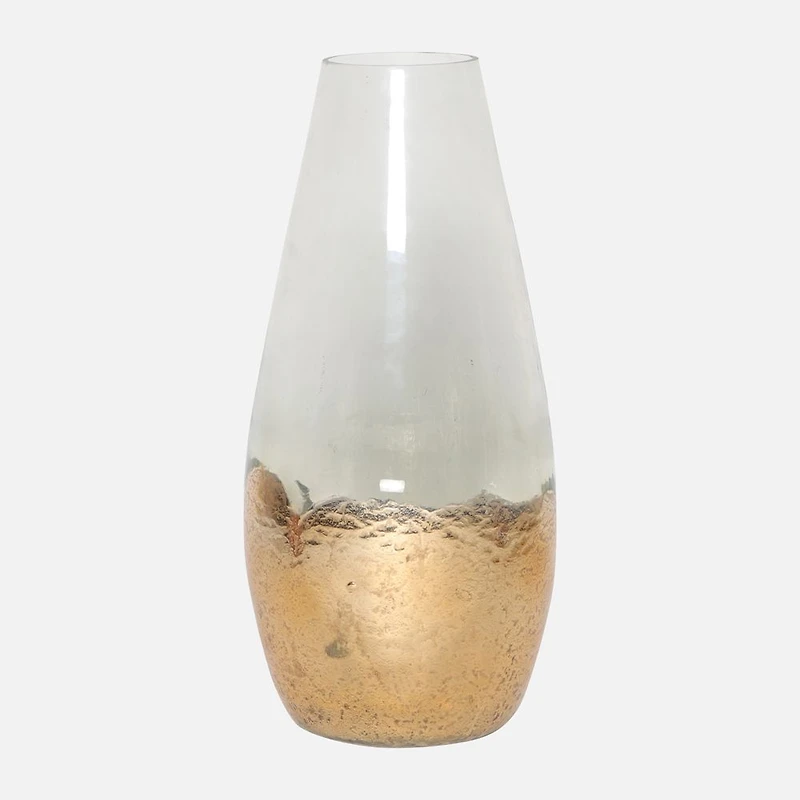 Cylender Shaped Vase, 8 x 8 x 19" - Gold and Clear