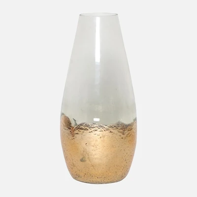 Cylender Shaped Vase, 8 x 8 x 19" - Gold and Clear