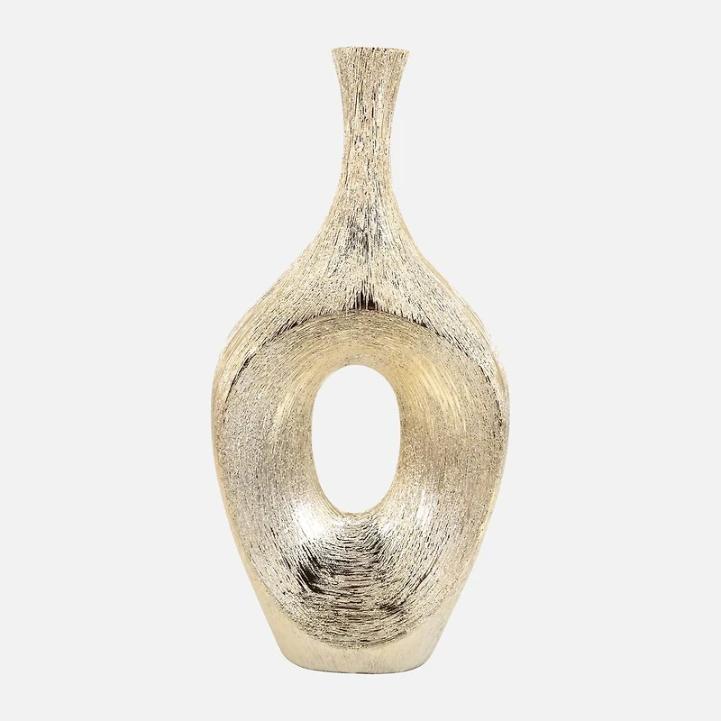 Vase rayé ouvert - Champagne