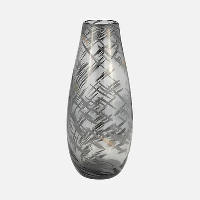 Vase tourbillon en verre noir, 15 po