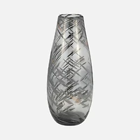 Vase tourbillon en verre noir, 15 po