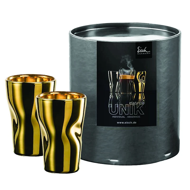 Ensemble de 2 tasses à espresso dorées « Unik »