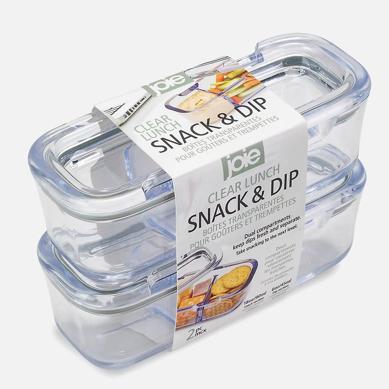 Récipient transparent pour les collations et les trempettes, 2 Pièces - Sauge