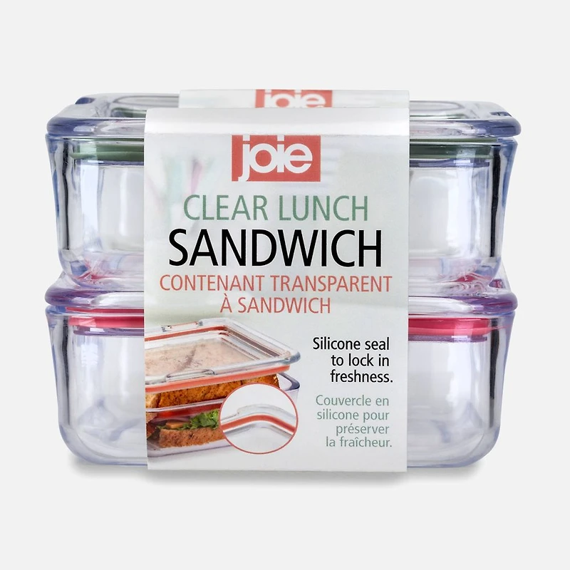 Clear Lunch Sandwich Container, 2 Pieces