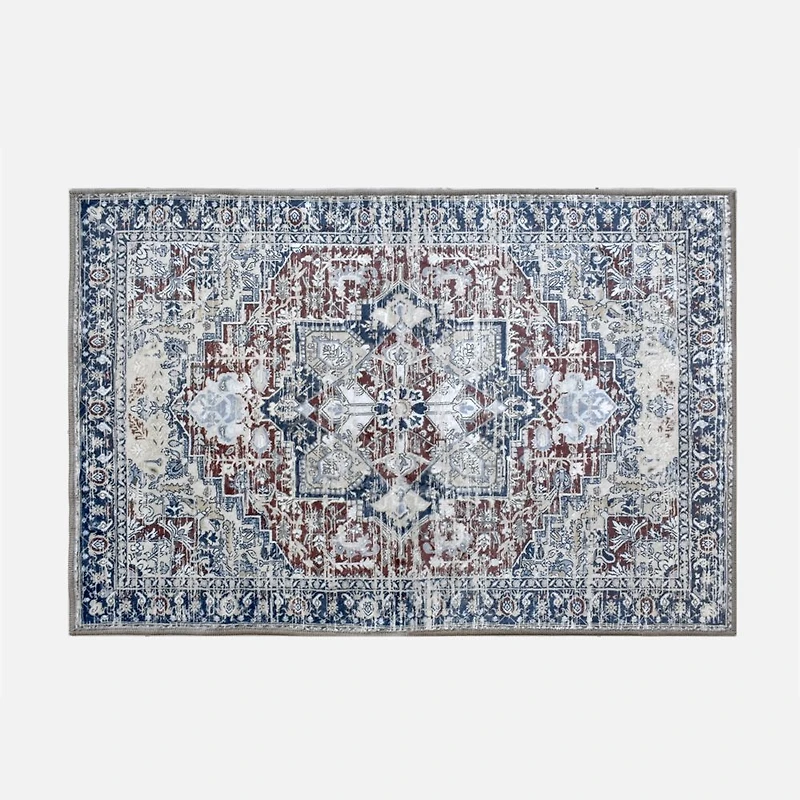 Tapis imprimé lavable - Marine / Brun