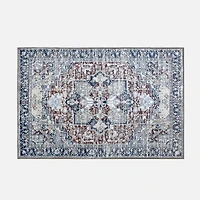 Tapis imprimé lavable  - Marine / Brun