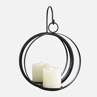 Wall Accent with Candles - Black, 14" x 15" x 9"