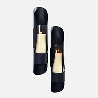 Wall Accent with Candles - Black, 19" x 4"