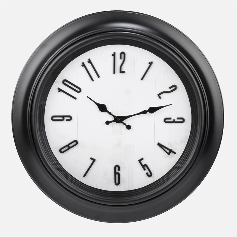 Wall Clock Antique Black trim with white face and bold black numbers
