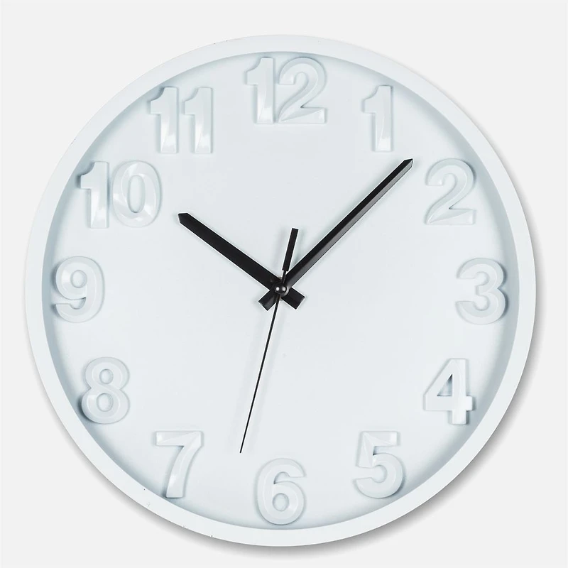 Bold Numbers White Wall Clock 12"