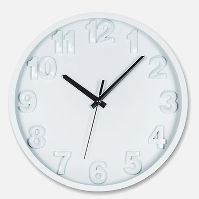 Bold Numbers White Wall Clock 12"