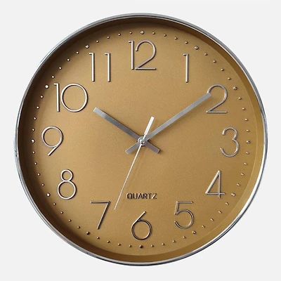 Silver numbers and Ocher Face Wall Clock