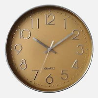 Silver numbers and Ocher Face Wall Clock
