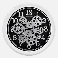 Wall Clock With Gear - Black & Silver